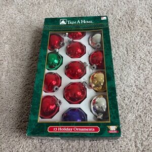 Trim A Home Vintage‎ Set of 13 Holiday Christmas Ornaments Colors w Original Box